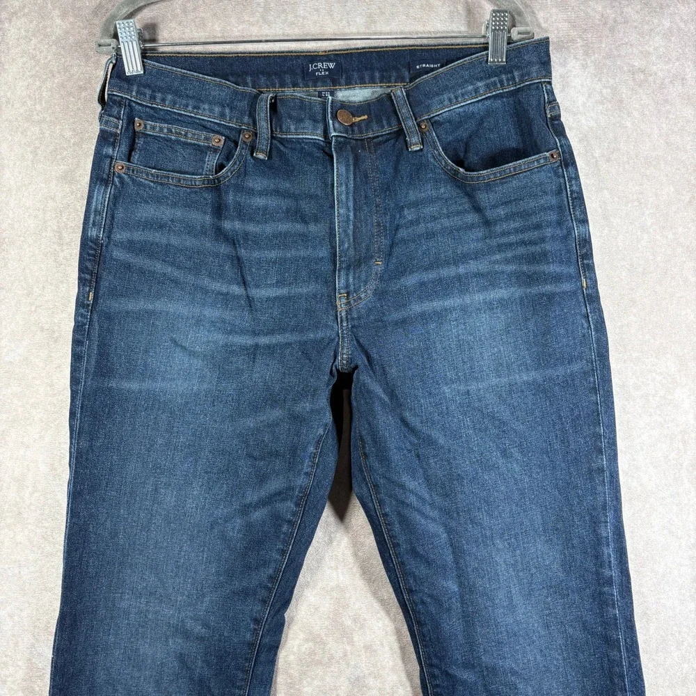 J.Crew‎ Jeans Mens Size 32x32 Blue Denim Flex Straight Dark Wash Stretch Casual